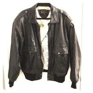 Large leather Adler jacket w/ vintage style map